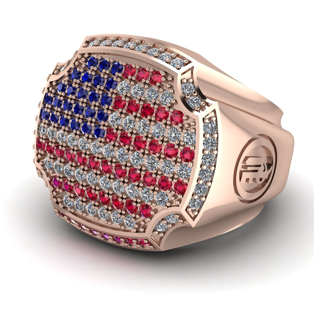 American Flag Men Signet Ring - Carl No. 5